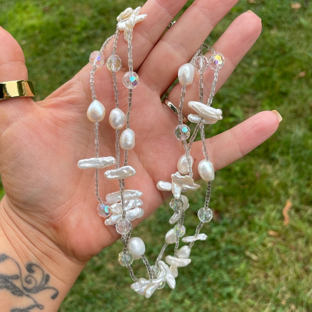 Vintage Pearl Crystal Fetish Choker Necklace - Picture 6 of 7